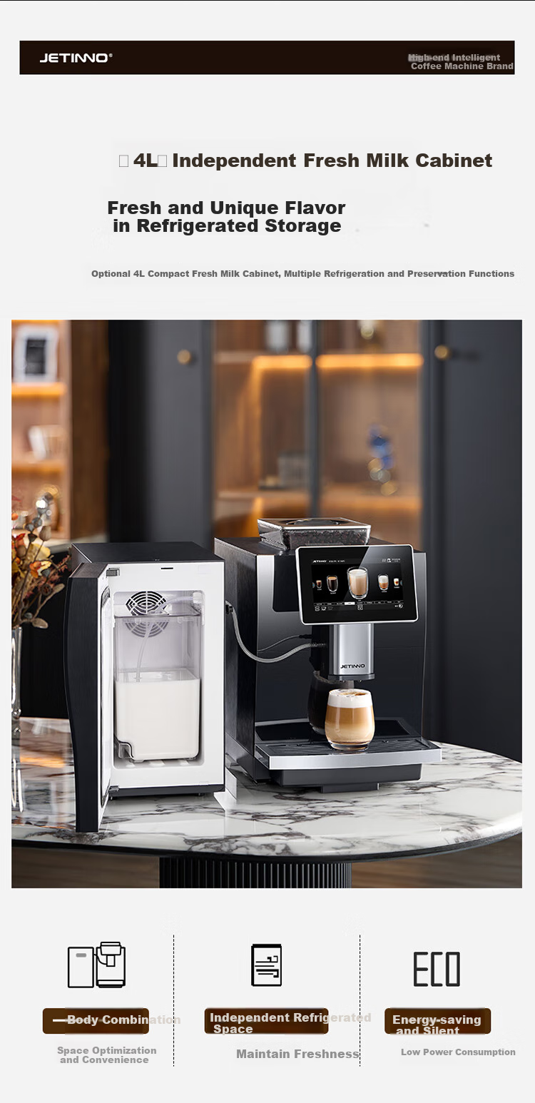Jinu (Jetinno) [7-Day Trial] Fully Automatic Coffee Machine for Home And Office Use with Integrated Grinding (64mm Flat Blade), Dual Boiler, Self-Cleaning JL15 (20g Ground Coffee Container) 10