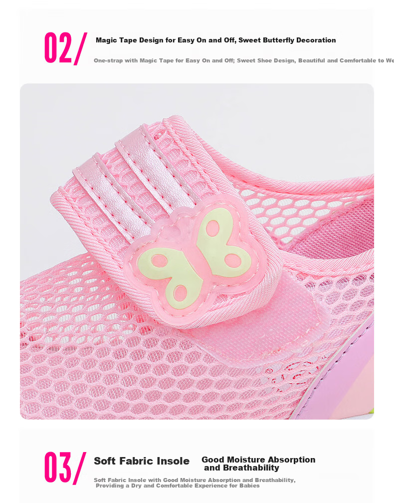 Barbie Children's Shoes, Summer Kids' Sneakers, Girls' Breathable Mesh Shoes, Casual Sports Shoes DA5506, Pink, Size 32 9