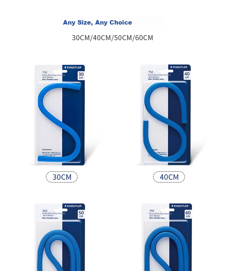 STAEDTLER Flexible Curve Ruler, 50cm Malleable Any-Angle Snake Ruler Measuring Tape, Art Drawing Student Painting Drafting Unmarked 97164-50 6