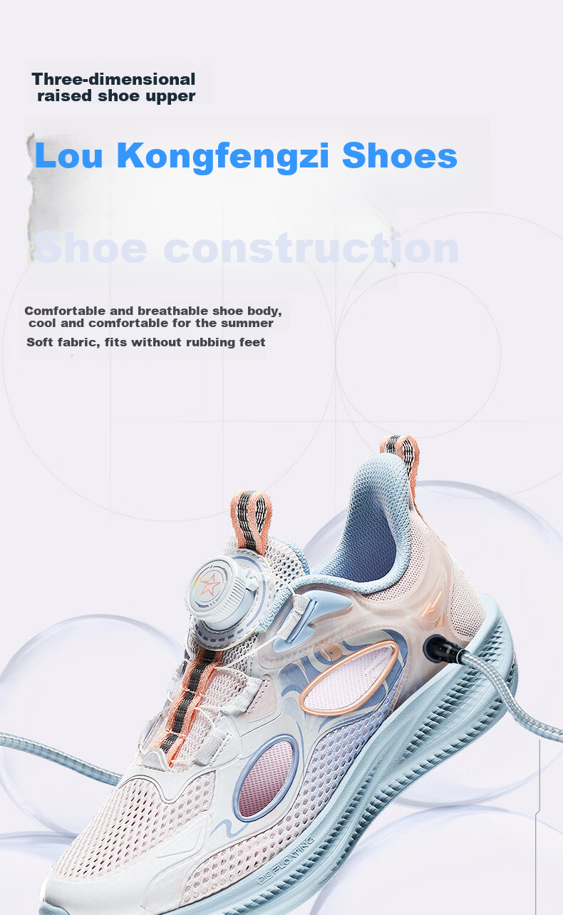 ERKE Children's Shoes, Boys' Sandals for Older Kids, Hollow Fashionable Closed-Toe Frame Shoes, Erke White/navy Blue, Size 36 15
