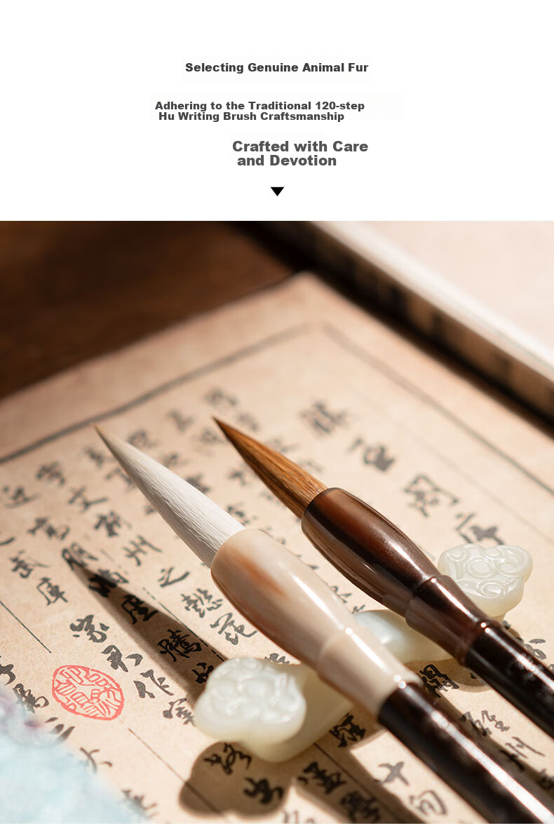 Zhang Xiaofeng Calligraphy Brush Set, High-Quality Goat Hair And Wolf Hair Brushes, Four Treasures of The Study Set, Soft Brushes, Creative Vintage Gift Box, Suitable for Gifting [Single Wolf Hair Brush] 1