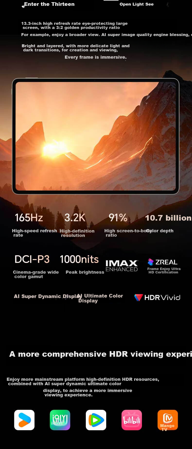 HONOR MagicPad 3 Tablet, 13.3-Inch Screen, 165Hz Ultra-High Refresh Rate Eye-Protection Display, 12450mAh Qinghai Lake Battery, 12GB+256GB, Moonlight White 3