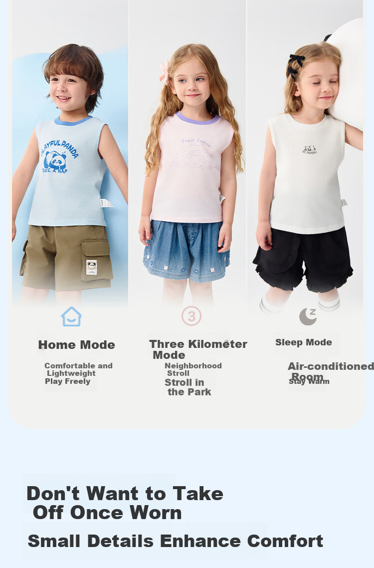 BALABALA Baby Vest Summer Sleeveless Short Sleeve Boys Girls Toddler Homewear Kids Underwear 208225169201 7