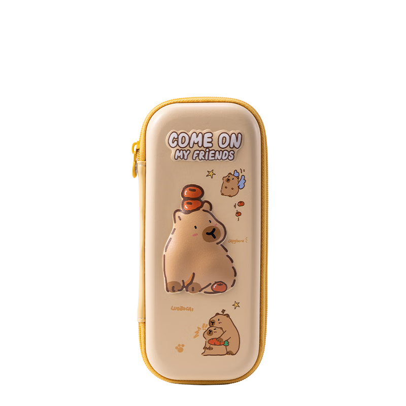 Deli Capybara EVA Pencil Case Large Capacity Multifunctional Cute Cartoon Stationery Box for Boys and Girls Light Coffee BC446 Graduation Gift