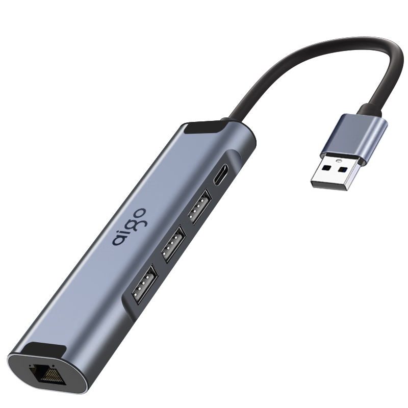 Aigo USB to RJ45 Ethernet Adapter, 100Mbps Wired Network Card, Network Cable Converter, Laptop Docking Station, USB Hub, Expansion Dock R03A (Metal)
