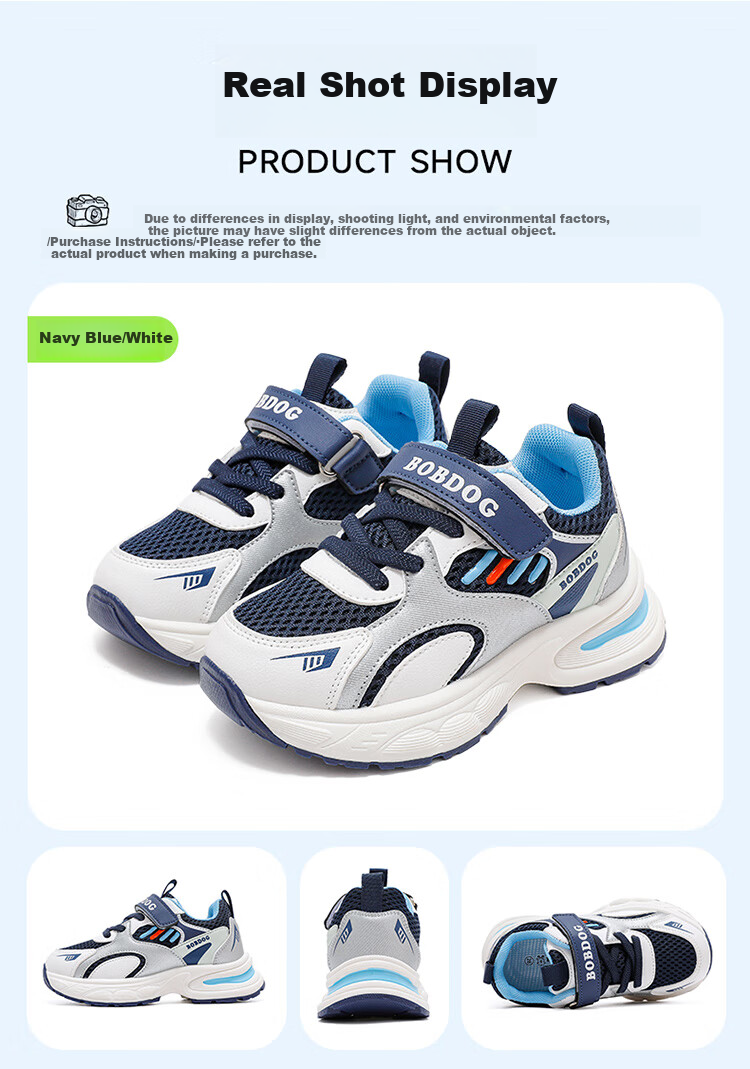 BOBDOG Kids Spring Casual Sports Shoes Boys Mesh Sneakers 102551060 Navy Blue/White Size 34 4