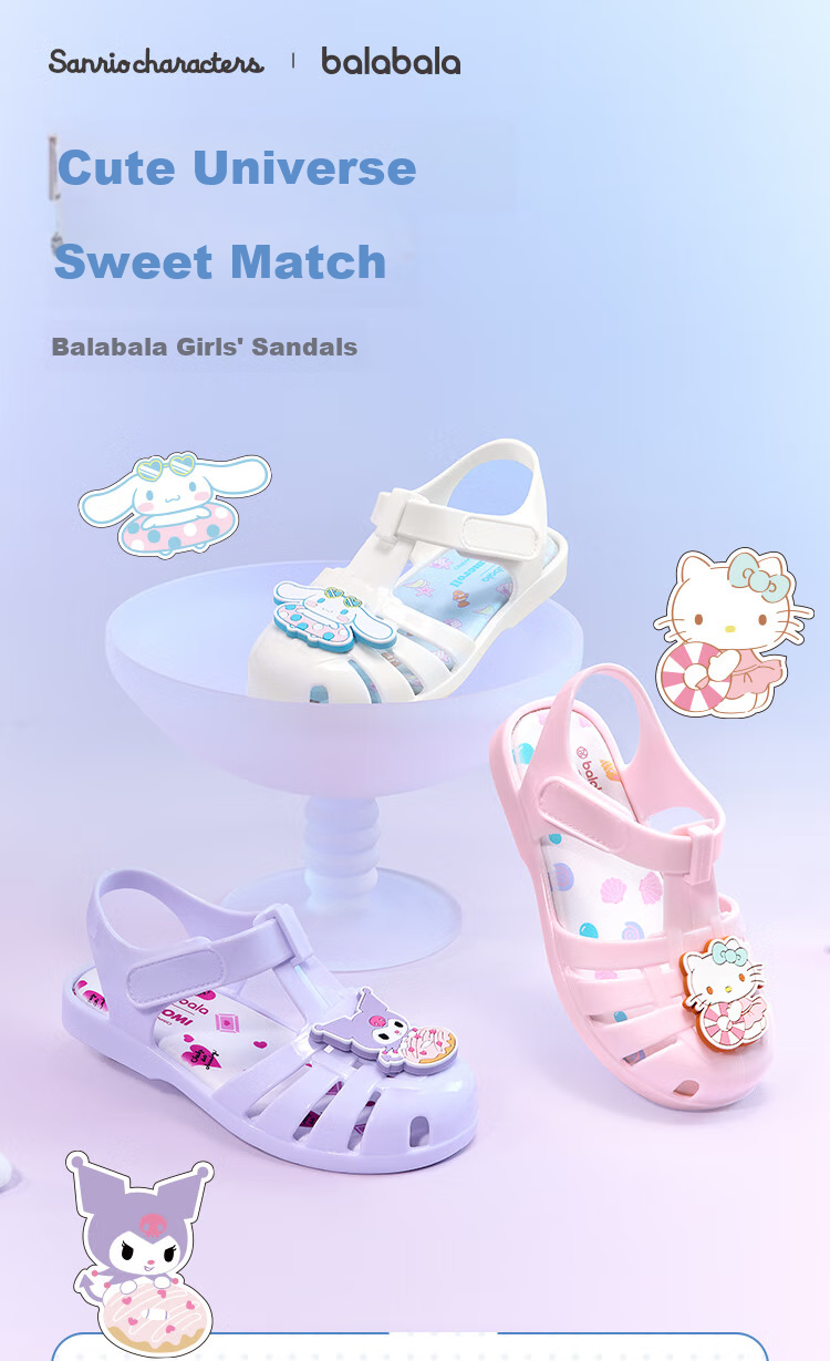 BALABALA Sanrio Kuromi Kids Sandals Girls Summer Shoes 2025 Sweet Beach Shoes 208225141003 1