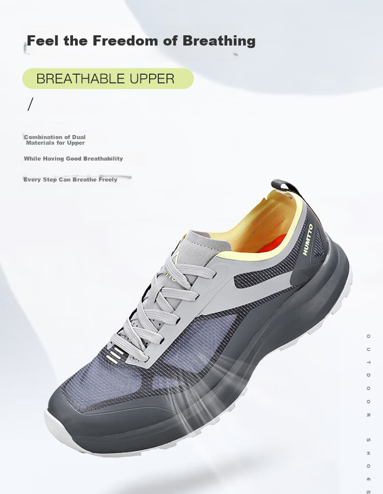 HUMTTO Men's Casual Hiking Shoes, Lightweight Breathable Casual Men's Shoes, Shock-Absorbing Non-Slip Mountaineering Shoes, Charcoal Black, Size 42 7