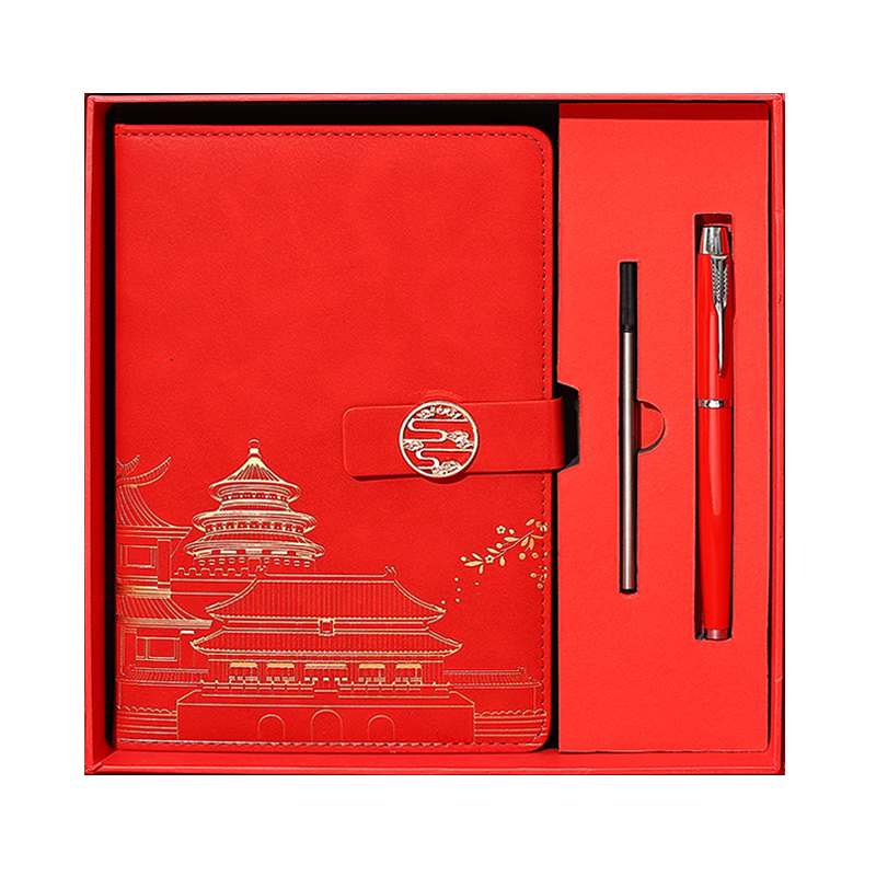 Tangyi A5 Red Chinese Style Notebook Meeting Journal Gift Box Back to School Teacher's Day Practical Custom Corporate Premium Business Gift