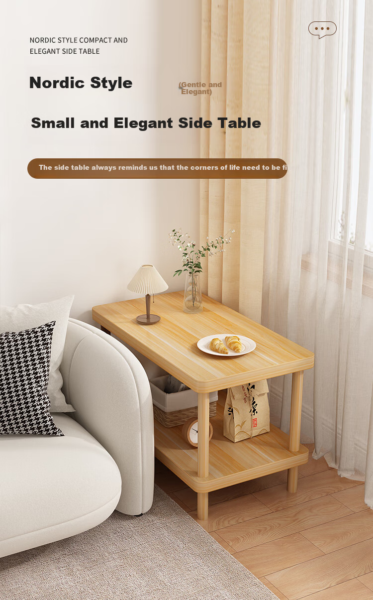 FENJIEXIAN Side Table, Coffee Table, Sofa Side Cabinet, Storage Rack, Thickened Side Table, Double-Layer Storage, Simple Tea Table, Bedside Cabinet 2