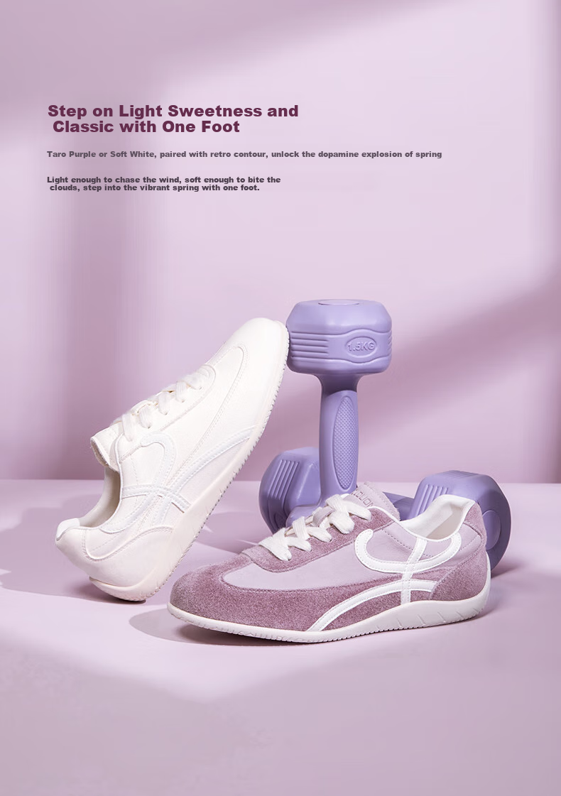 Goldlion Women's Shoes, Sports Casual Flat Training Shoes, Round Toe Lace-Up Low-Top Sneakers for Women, G688510115, Off-White, Size 38 3