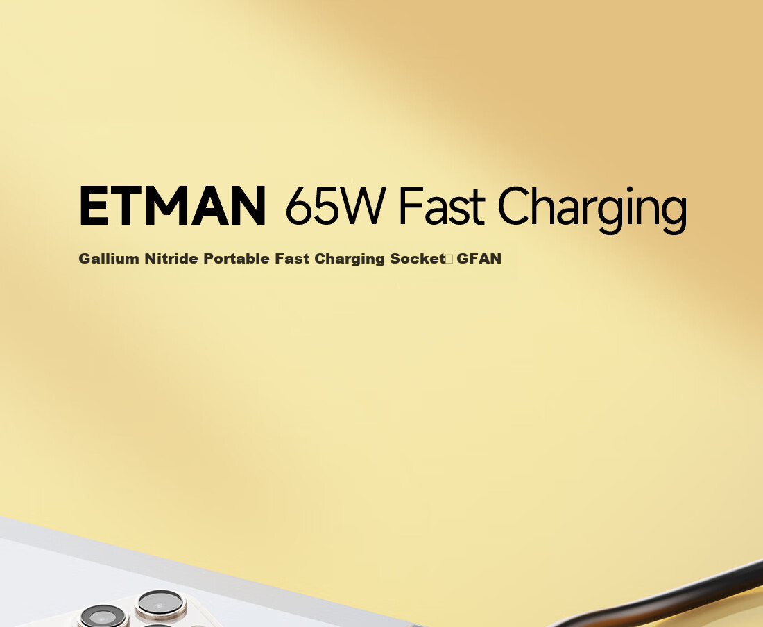 Etman Gallium Nitride 65W Charger Fast Charging Travel Portable Power Strip Socket/Travel Power Strip/Type-C Power Board/Business Trip Power Cord/Desk Charging Station/USB Extension Cord 1
