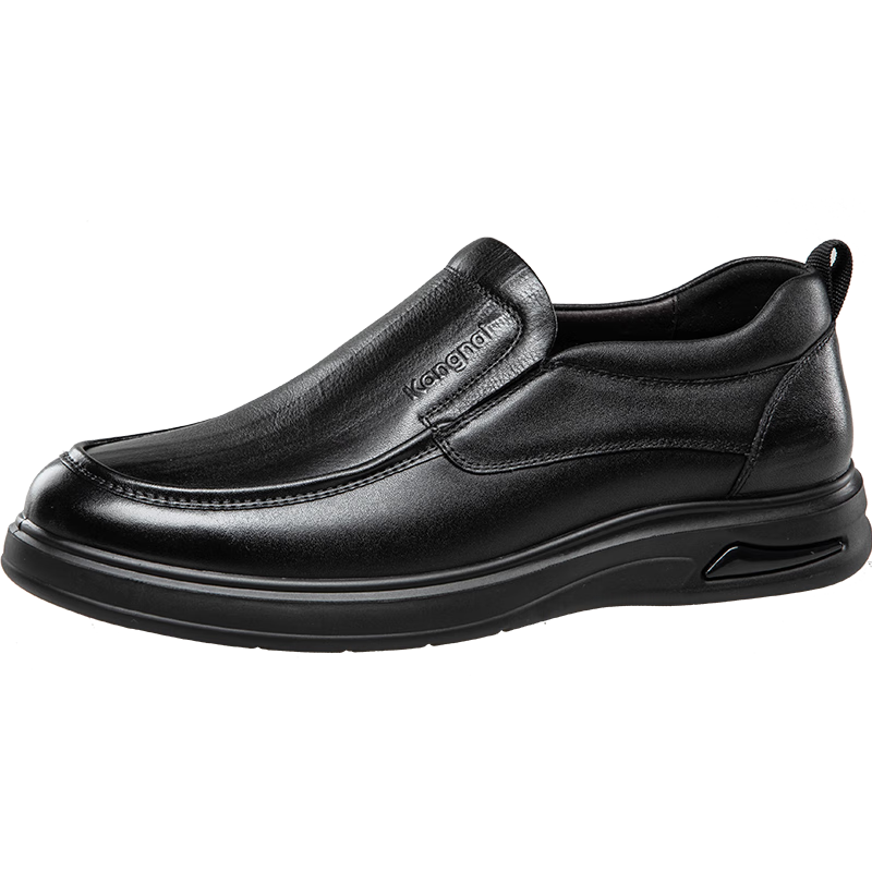 Kangnai Men's Shoes, Business Casual Leather Shoes, Men's Youth Top-Grain Cowhide Low-Top Shoes, Spring And Autumn Style Breathable Leather Shoes, Black, Size 39