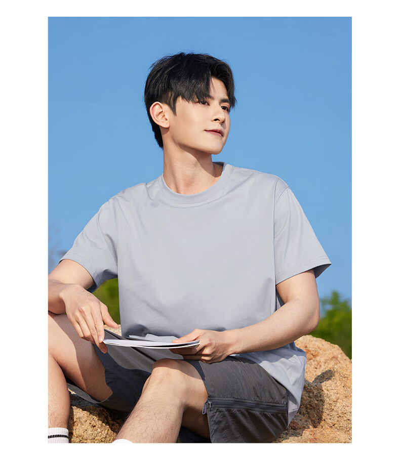 MiiOW Men's Vest 100% Cotton 3 Anti-Black Technology Spring Autumn Short Sleeve Solid Color Cooling Base Shirt 32