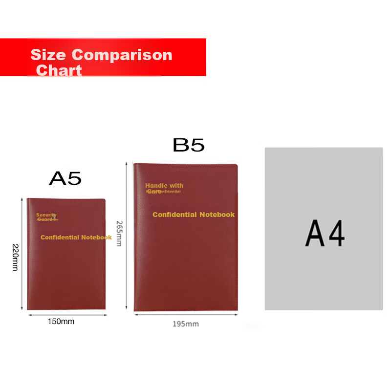 Xuchenwenju Confidential Notebook A5 Brown 100 Sheets 200 Pages with Page Numbers, Meeting And Study Notebook, Unit Record Political Theory Education Military Training, Customizable Logo 1