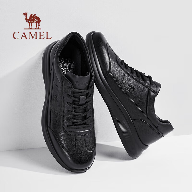 Мужские повседневные кроссовки CAMEL Classic Comfortable Cowhide Soft-Soled Casual Men's Light Business Sports Leather Shoes G15A220074 Black 40