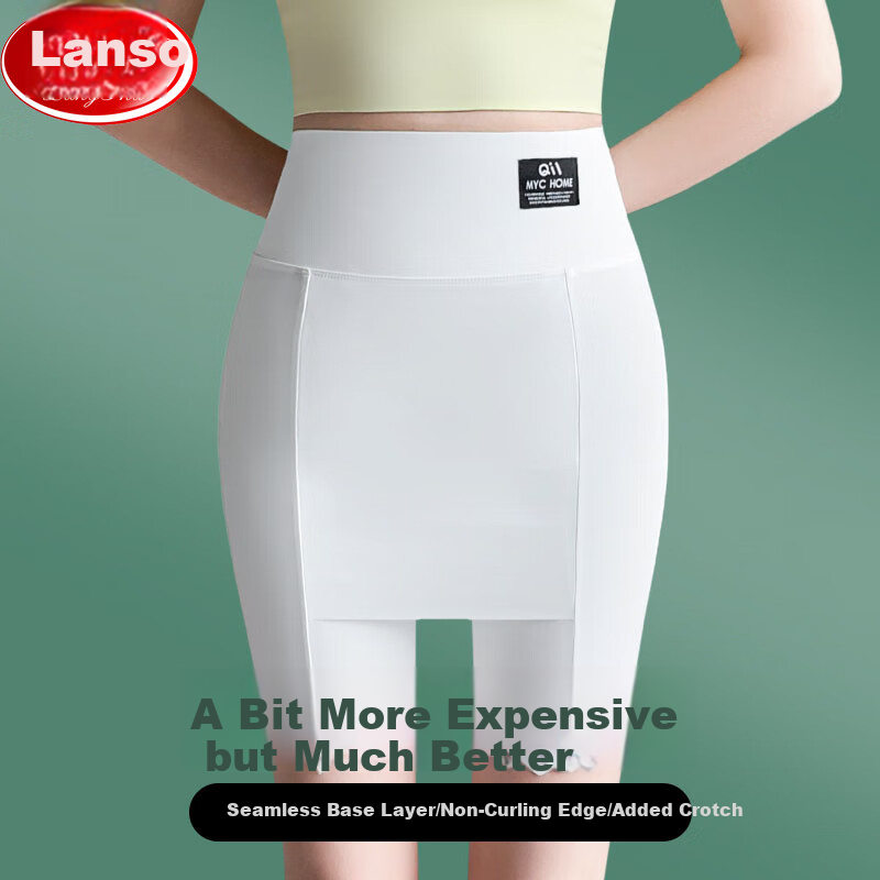 LangSha Safety Shorts, Anti-Exposure Seamless Layered Coverage, Thin with Cotton Crotch, Knee-Length Undershorts for Wome