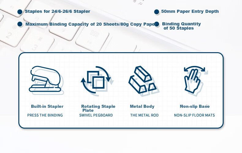 M&G 12# Stapler, Durable And Portable, Business Metal Stapler, Office Supplies, Gray, Single Pack, ABS92722 2