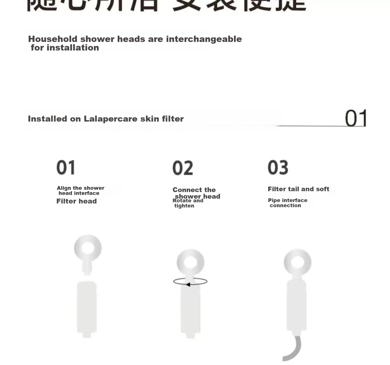 LALAPERCARE Space Ring Pressure-Boosting Shower Head, Handheld Filtered Shower, Bathroom Slim Waist Spiral Water Outlet Shower Head SL-700 9