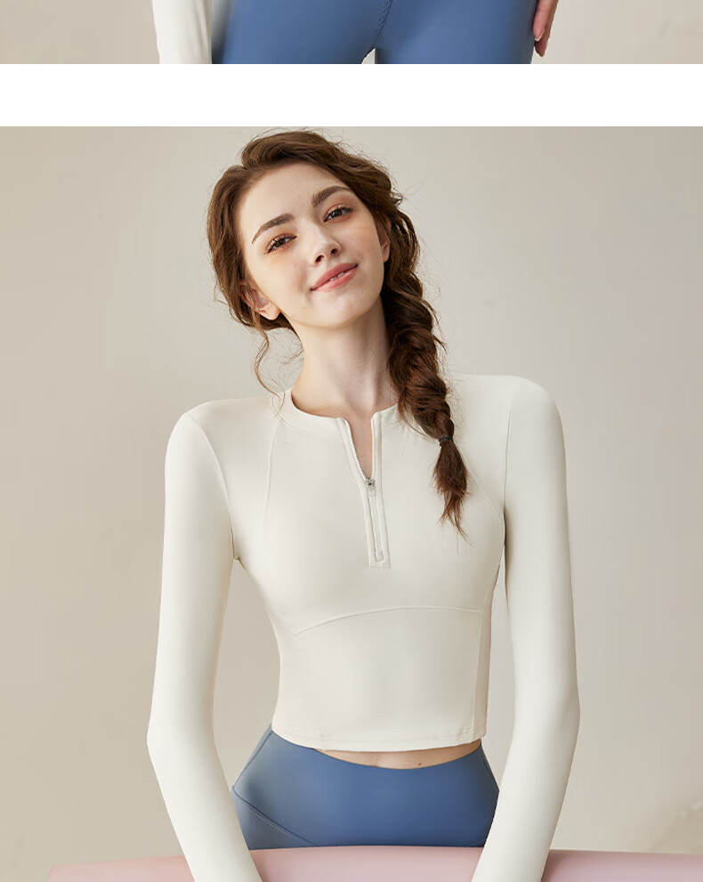 XUEXIMAN Yoga Top Jacket Women with Chest Pad Half Zipper Autumn Winter Slim Fit Long Sleeve Workout Pilates Fitness Apparel 10