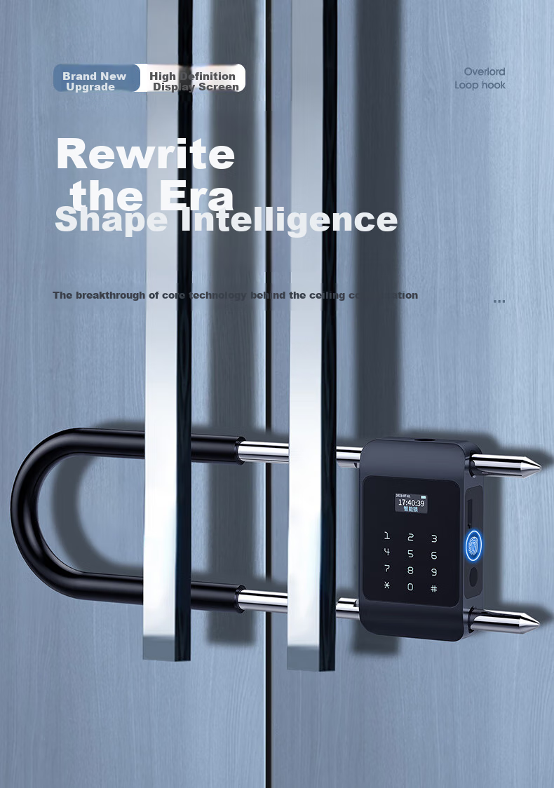 Chugong Fingerprint U-Shaped Lock, Office Glass Door, Shop Entrance, Smart Electronic Padlock, U-Shaped Lock, Password Lock 1