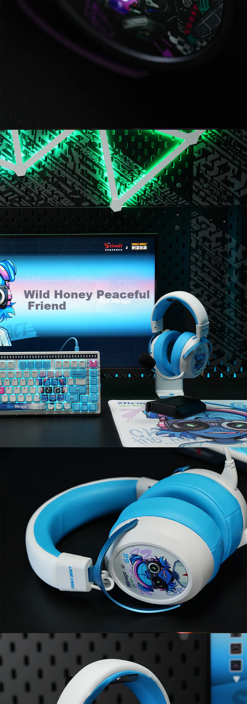 A4TECH Wild Tribe MR595PRO Wireless/Bluetooth/Wired Gaming Headset Over-Ear Blood Hand Phantom PUBG CS Valorant Lightweight Delta Gaming Phantom Hacker 16