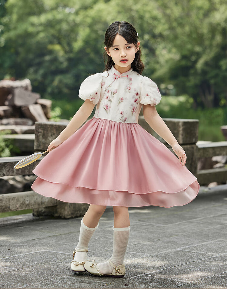 YEEHOO Girls' Dress, Children's Dress for Older Kids, Hanfu-Style Dress, New Chinese-Style Tulle Princess Dress for Summer, Purple, Size 165 10