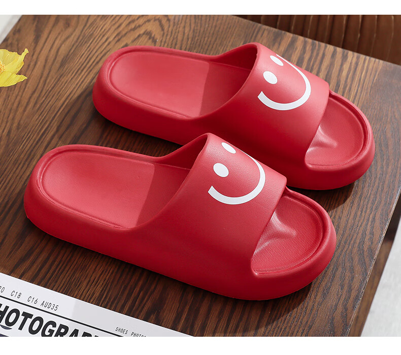 GUOLUOFEI Men's Summer Slippers Outdoor Indoor Home Bathroom Non-Slip Couple Slippers Women's Red Size 40-41 14