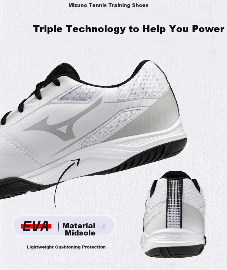 MIZUNO Tennis Shoes for Men, Youth Comprehensive Training, Student Sports, Suitable for Badminton And Volleyball, Wide Fit, White, Size 40 2