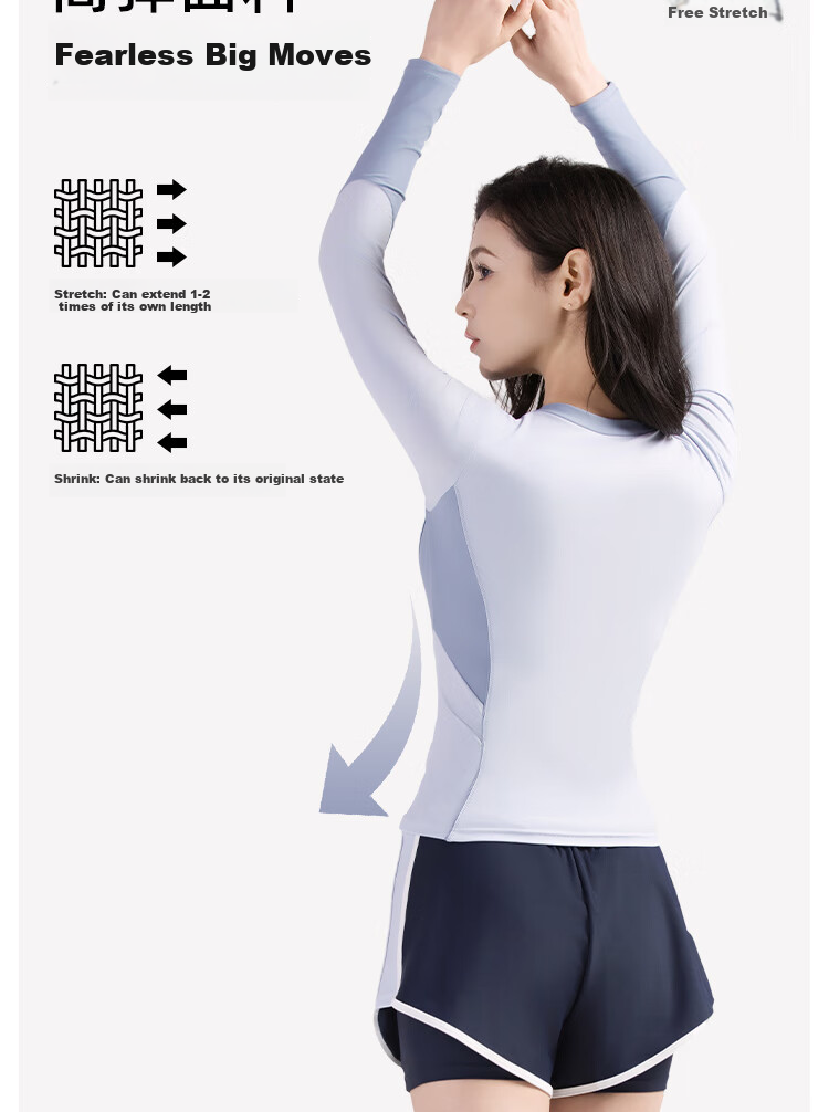 ANTA Slim Waist Swimsuit for Women, New Two-Piece Conservative Long-Sleeve Swimwear, Plus Size Hot Spring Swimwear for Curvy Girls, Sky Blue XL 5