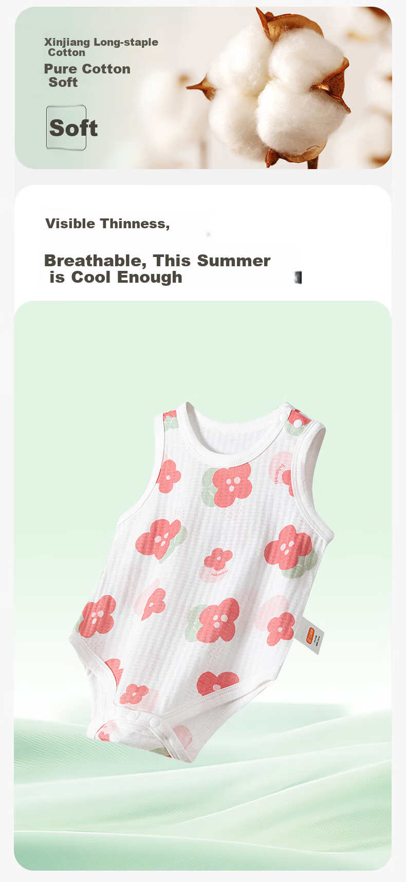 Babyprints Baby Romper, Summer Pure Cotton Sleeveless Bodysuit, Infant Thin Triangle Onesie, Soft Jumpsuit, Pink Floral Pattern, Size 73 2
