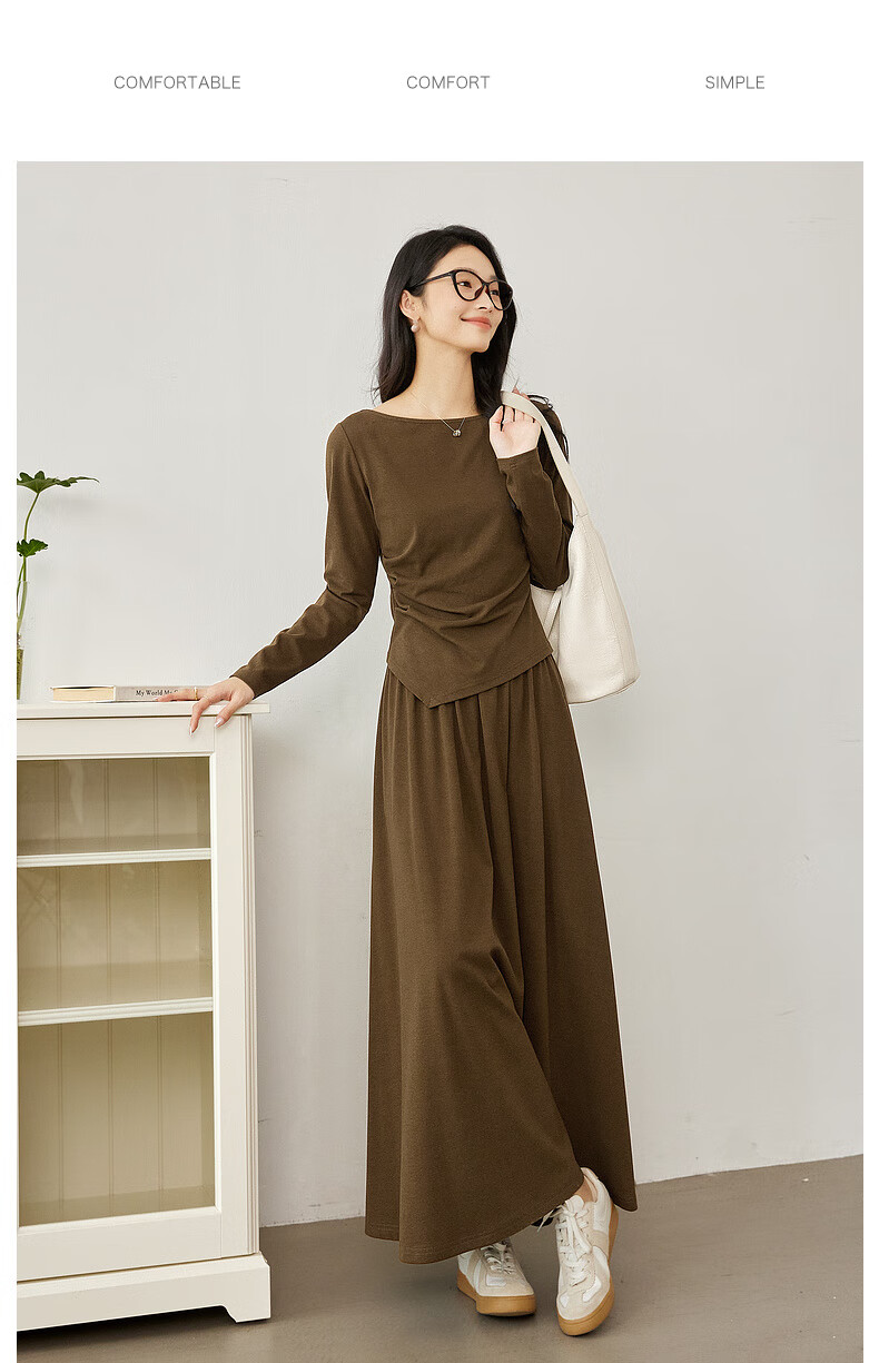 Fansiman Korean Style Premium Commuter Suit Dress for Women Autumn New Top and Skirt Set Deep Floral Gray L 6