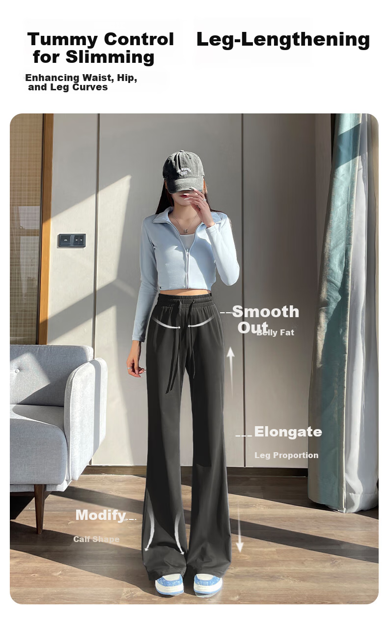 MJ STYLE Women's Ice Cool Flared Wide-Leg Pants 2026 Summer Thin UV Protection High Waist Slimming Yoga Sports Trousers 5