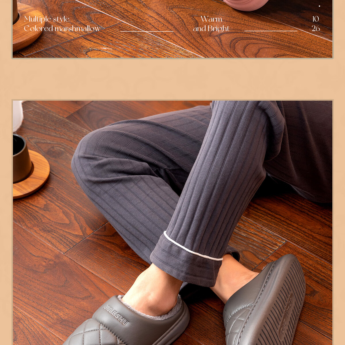 TZLDN Waterproof Cotton Slippers Men's Thick Sole Home Elderly Autumn Winter Fleece Lined Thickened Couple Cotton Shoes PU Leather Men Shoes 4