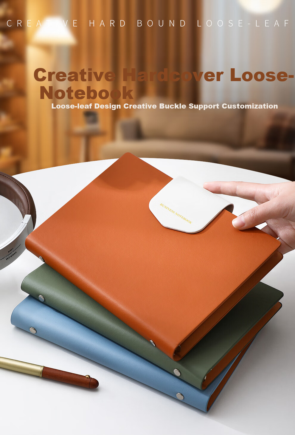 Longe Loose-Leaf Notebook, A5 Size, High-Quality Stationery, Detachable Pages, Journal, Diary, Office Meeting Record Book, Customizable 1