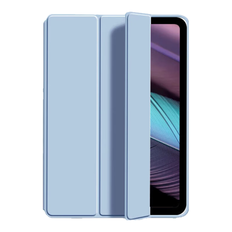 JPLAYER IPad Pro 12.9-Inch Protective Case for 2022/21/20 Models, Tablet Smart Sleep Cover, Tri-Fold Stand, Full Protection, Slim, Shockproof Outer Shell, White Ice Blue