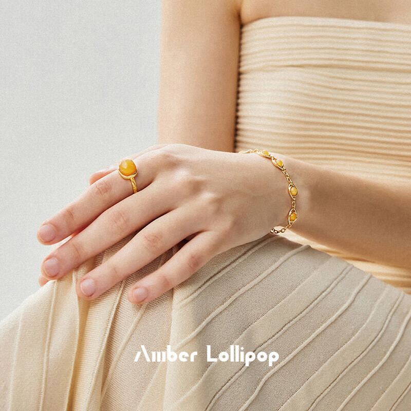 Amber Lollipop, Women's Open Ring Finger Ring, Birthday Mother's Day Gift for Mom, Wife, Practical Present