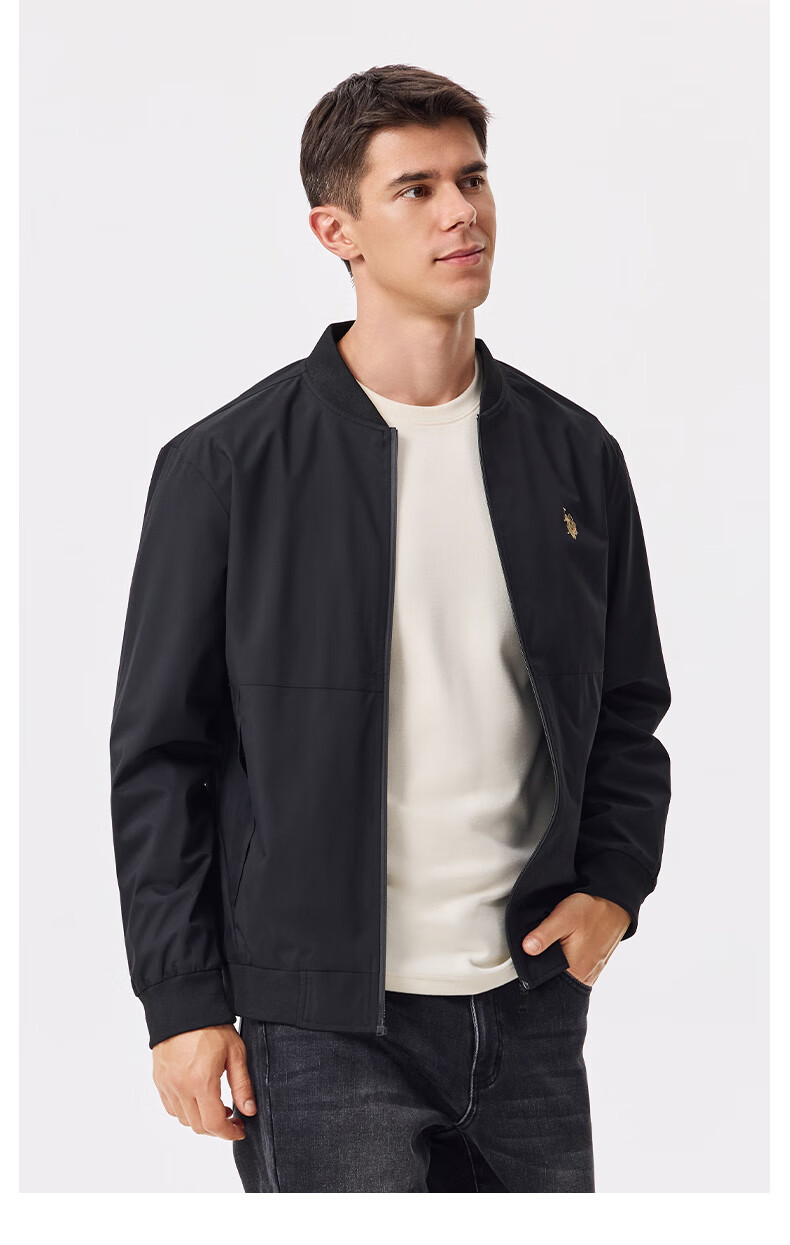 U.S. POLO ASSN. Men's Autumn Business Casual Baseball Collar Jacket High-End Windproof Commuter Coat 6