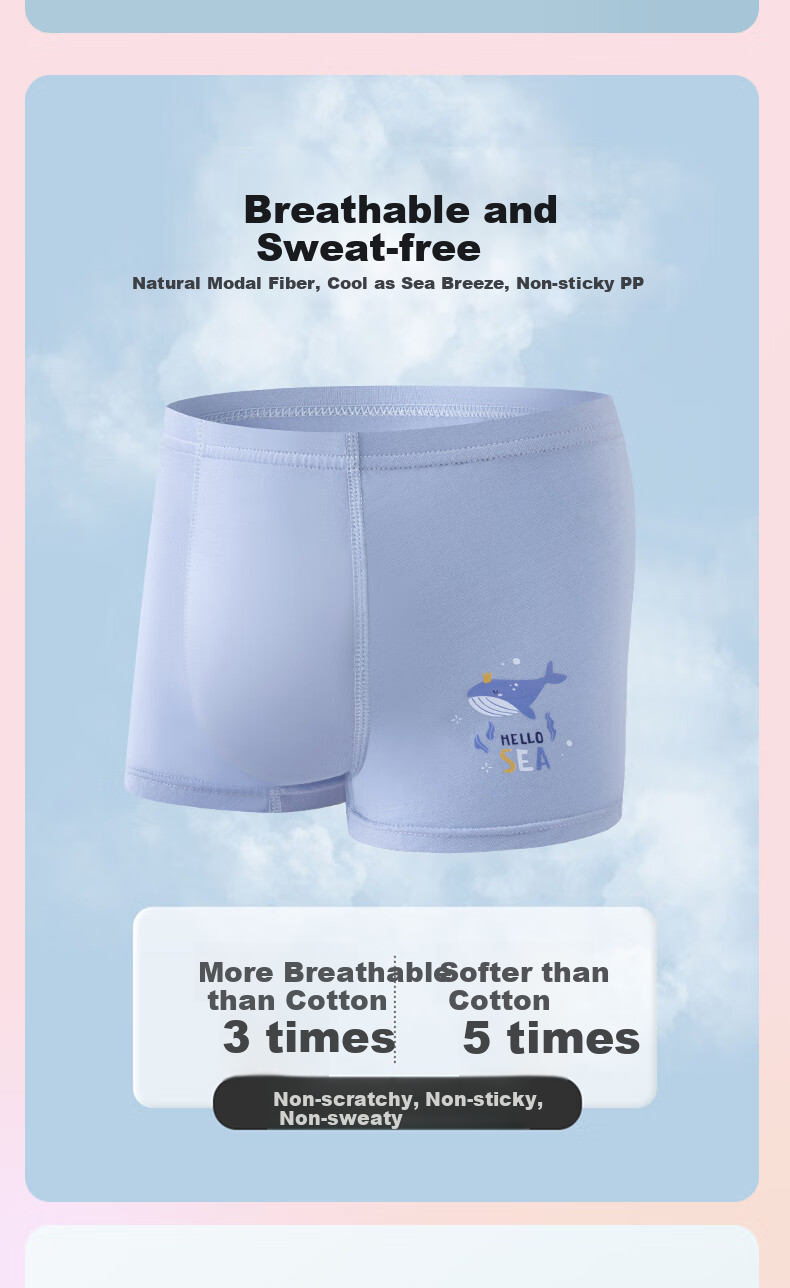 Yalu Children's Underwear Modal Boys' Boxer Briefs for Older Kids And Teens, No Wedgie, Class A Antibacterial Shorts 9