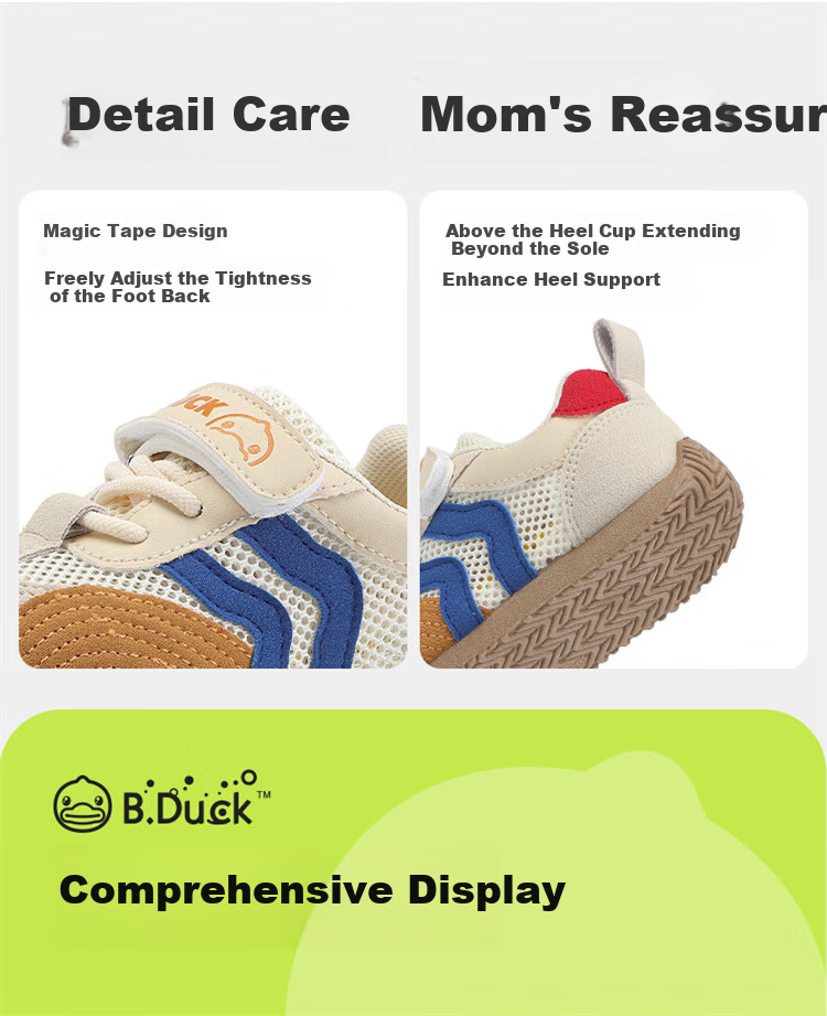 B.Duck Children's Walking Shoes, Girls' Toddler Shoes, Summer Comfortable Breathable Shoes, Single Mesh Sneakers 10
