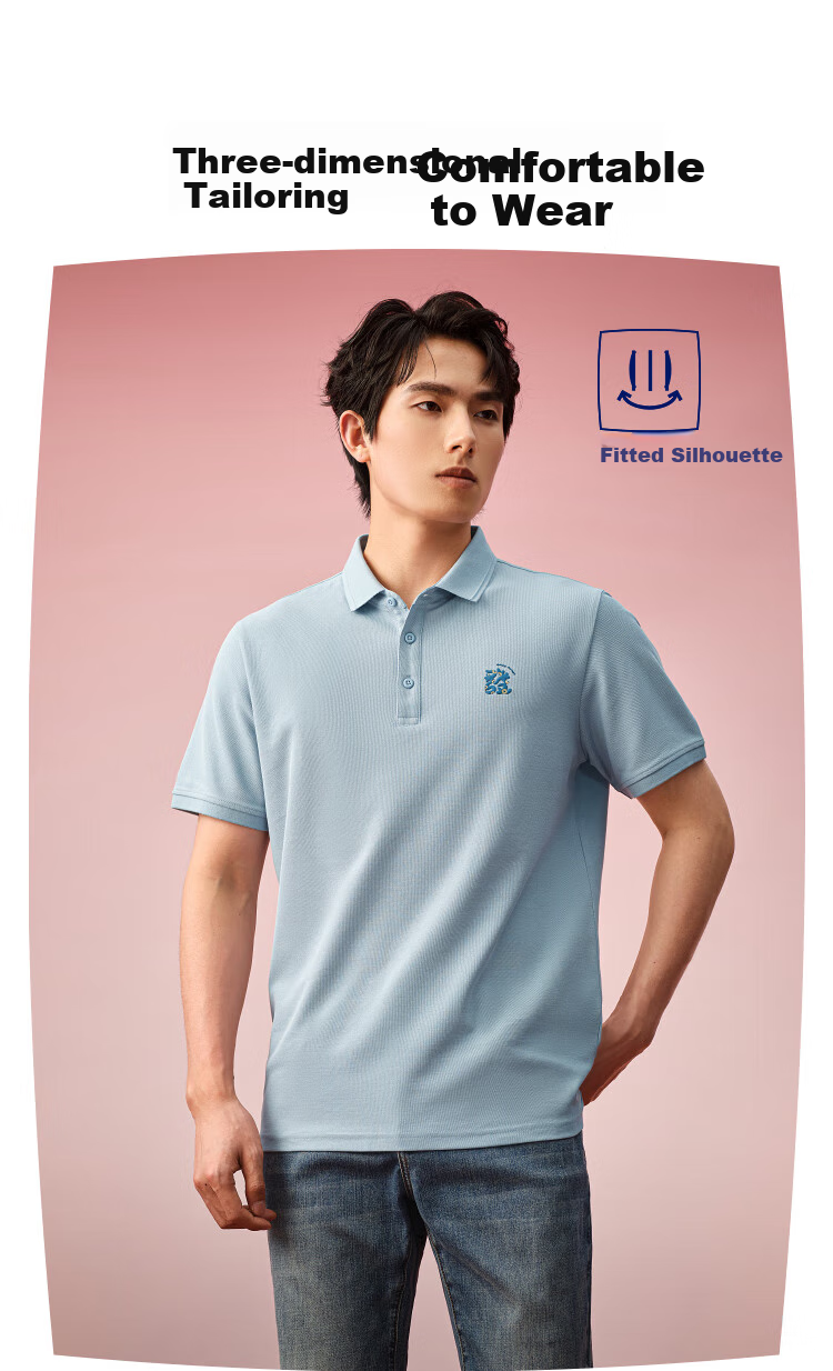 HLA Short-Sleeve Polo Shirt for Men, New Arrival [Fortune Print], Cool-Feeling Short-Sleeve Shirt for Men in Summer 3