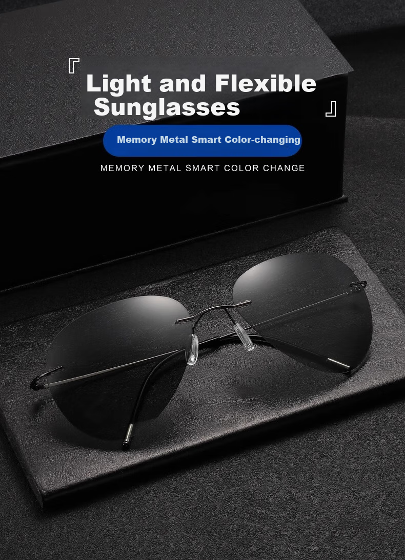 GOGOSOON Frameless Sunglasses for Men, Polarized Driving Pilot Frog-Eye Glasses, Ultra-Light Sunglasses, Specialized for Driving, Photochromic Glasses 1