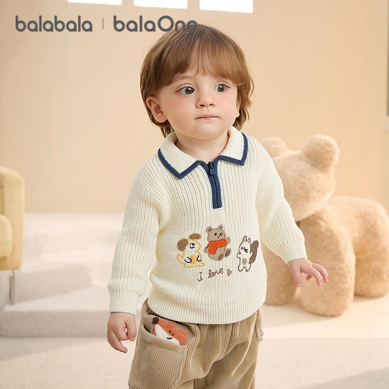 BALABALA balaOne Kids Sweater Boys Girls 2025 Winter Knit Baby Toddler Pullover 208425103201