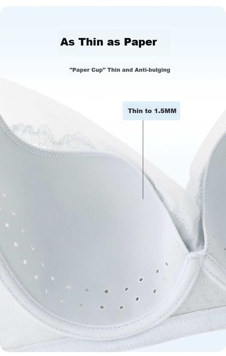Ordifen 26 New Women's Underwear, Lightweight, Slimming, Perforated Cups, Breathable, Soft Wireless, Seamless, Low-Collar Bra Set XB4206 2