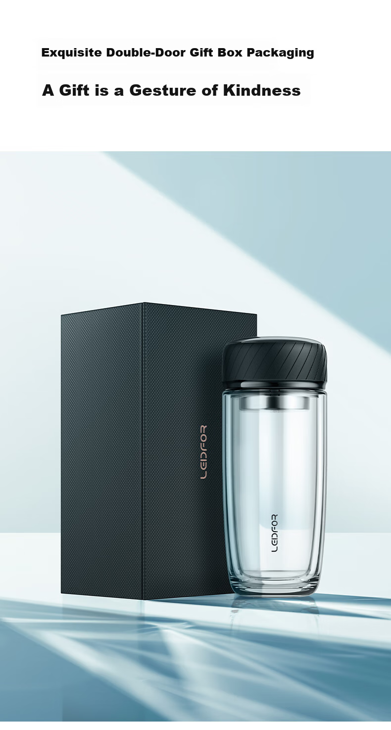 LEIDFOR G7 Double-Layer Glass Cup Maple Leaf Gold 380ml Men's Insulated Water Bottle Mid-Autumn Festival Gift 12