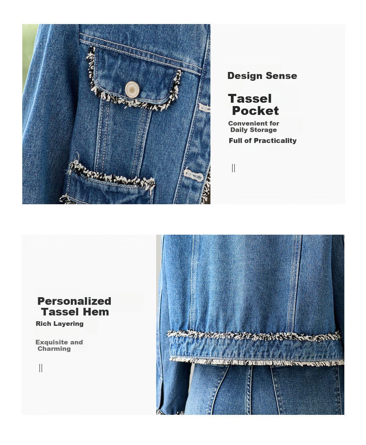 Chushen Retro-Style Denim Jacket for Women, Straight-Leg Frayed Edge Chanel-Inspired Short Coat S143U5003 6