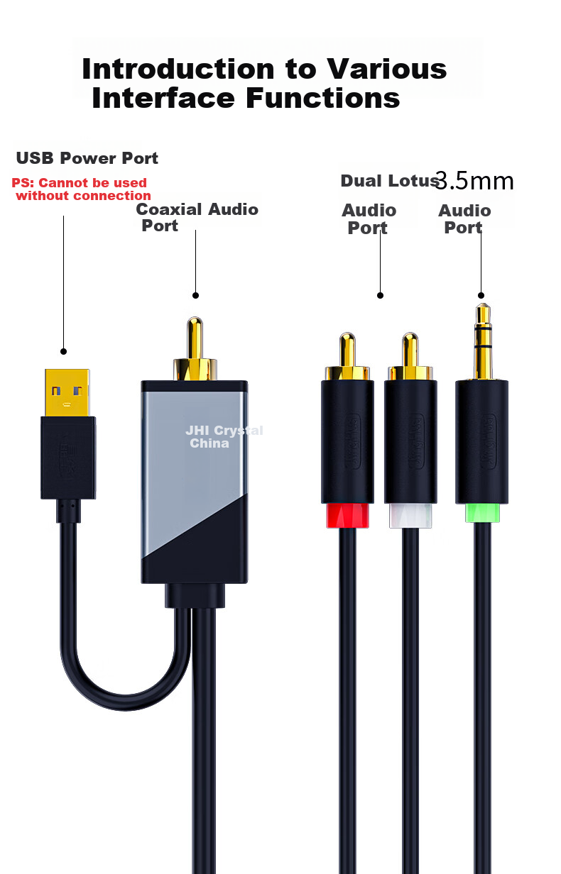 Jinghua Digital Coaxial to 3.5mm + Dual RCA Audio Converter Cable, Set-Top Box TV to Dual RCA Audio Amplifier SPDIF to Analog 3.5mm, 5 Meters, Z235I 5