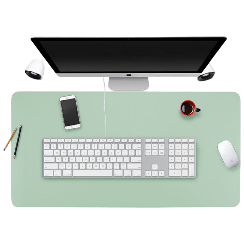 JPLAYER Mouse Pad, Extra Large Office Desk Mat, Laptop Pad, Keyboard Mat, Home Office Writing Desk Pad, Waterproof Mat, Simple Leather, Dirt-Resistant, Mint Green, 100*50cm
