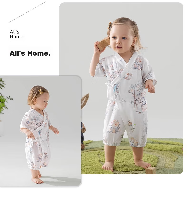 Beitaisi Baby Clothes, Summer Thin Bamboo Cotton Onesie, Newborn Gauze Romper, Short-Sleeve Infant Pajamas 22