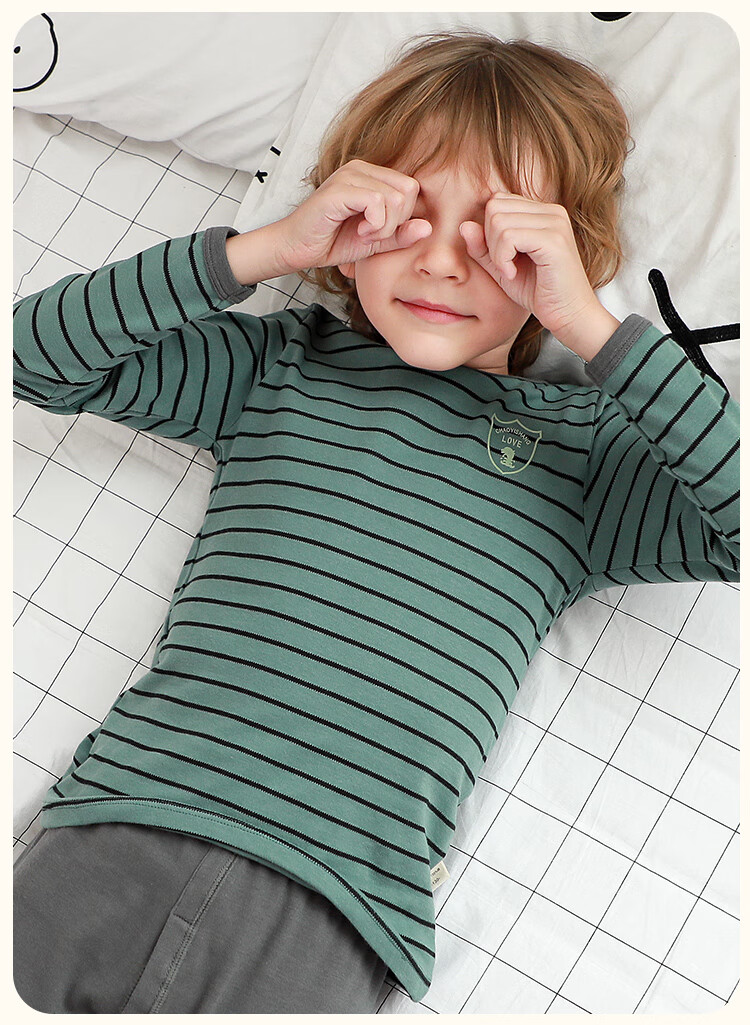 Dingguagua Kids Autumn Cotton Thermal Underwear Set Boys Pure Cotton Warm Innerwear Class A 2025 Fall Winter Middle School Cotton Wool Set 9